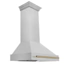Autograph Edition 36 In. Satin Stainless Steel Wall Mount Range Hood With Champagne Bronze Handle view 5