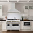 48"Autograph Edition Fingerprint Resistant Stainless Steel Range Hood with Champagne Bronze Handle view 2