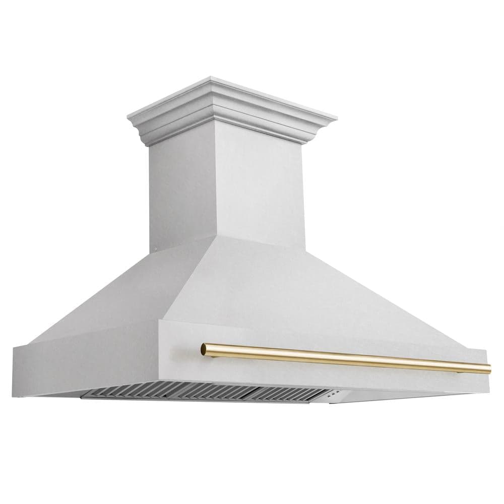48"Autograph Edition Fingerprint Resistant Stainless Steel Range Hood with Polished Polished Gold Handle