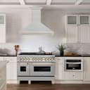 48"Autograph Edition Fingerprint Resistant Stainless Steel Range Hood with Polished Polished Gold Handle view 2