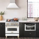 30"Autograph Edition Fingerprint Resistant Stainless Steel Range Hood with White Matte Shell and Polished Polished Gold Handle view 2
