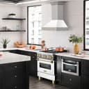 30"Autograph Edition Fingerprint Resistant Stainless Steel Range Hood with White Matte Shell and Polished Polished Gold Handle view 6