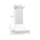 30"Autograph Edition Fingerprint Resistant Stainless Steel Range Hood with White Matte Shell and Polished Polished Gold Handle view 9