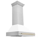 36"Autograph Edition DuraSnow® Stainless Steel Range Hood with White Matte Shell and Matte Handle (8654SNZ-WM36) - Gold view 1