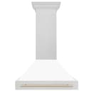 36"Autograph Edition DuraSnow® Stainless Steel Range Hood with White Matte Shell and Matte Handle (8654SNZ-WM36) - Gold view 4