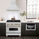 36"Autograph Edition Stainless Steel Range Hood with Stainless Steel Shell and Champagne Bronze Handle view 2