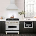 36"Autograph Edition Stainless Steel Range Hood with Stainless Steel Shell and Polished Polished Gold Handle view 2