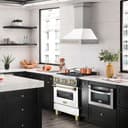 30"Autograph Edition Stainless Steel Range Hood with White Matte Shell and Polished Polished Gold Handle view 8