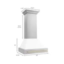30"Autograph Edition Stainless Steel Range Hood with White Matte Shell and Polished Polished Gold Handle view 10