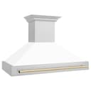 Autograph Edition Stainless Steel Range Hood with White Matte Shell and Matte Handle (8654STZ-WM48) - Gold view 3