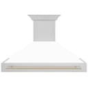 Autograph Edition Stainless Steel Range Hood with White Matte Shell and Matte Handle (8654STZ-WM48) - Gold view 4