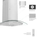 36”Alpine Series Convertible Island Mount Range Hood in Stainless Steel with Remote Control LED lighting, and Dishwasher-Safe Baffle Filters view 2