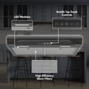 Alta 30Inch 350 MAX Blower CFM 1.5 Sones Black Stainless Range Hood view 2