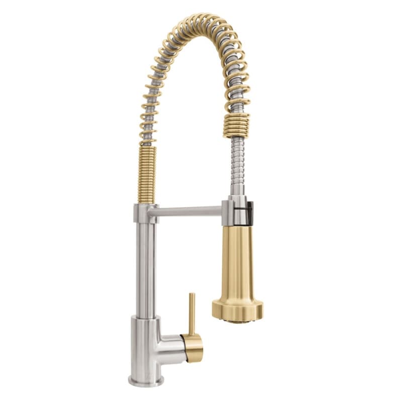 Autograph Edition Apollo Pull Down Spring Single Handle Kitchen Faucet In Brushed Nickel And Champagne Bronze