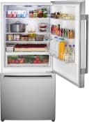100 Series Freestanding Bottom Freezer Refrigerator Brushed steel view 12