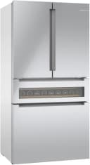 800 Series French Door Bottom Mount Refrigerator, Glass door 36'' Brushed steel view 1