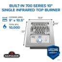Built-in 700 Series Single Infrared Burner with Stainless Steel Cover view 2