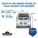 Built-in 700 Series Inline Dual Range Top Burner with Stainless Steel Cover view 2