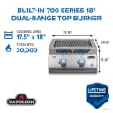 Built-in 700 Series Dual Infrared Burner with Stainless Steel Cover view 2