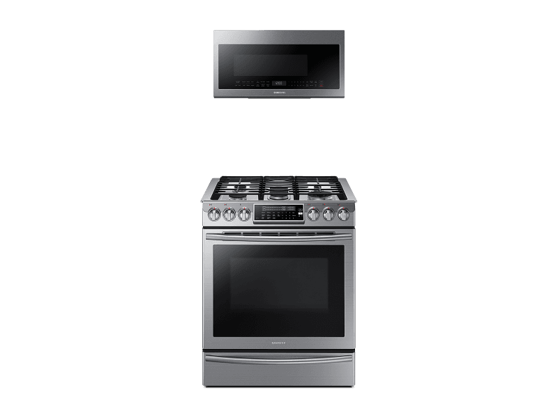 Slide-In Gas Range with True Convection + Over-the-Range Microwave