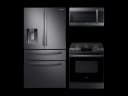 Food Showcase 4-Door French Door Refrigerator, Smart Slide-in Gas Range and Sensor Cooking Microwave all view 1