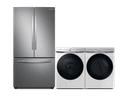 3-Door French Door Refrigerator, AI Powered Smart Dial Front Load Washer and AI Powered Smart Dial and Super Speed Dry Dryer package view 1
