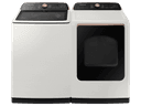 Smart Top Load Super Speed Wash Washer and Smart Steam Sanitize+ Gas Dryer with package in Ivory view 2