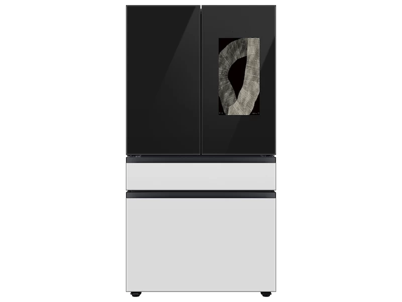Bespoke 4-Door French Door Refrigerator (23 cu. ft.)–with Family Hub Panel in White Glass Middle and Bottom Panels