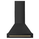 30"Black Stainless Steel Range Hood with Champagne Bronze Handle view 3