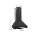30" Convertible Wall Mount Range Hood in Black Stainless Steel with Gold Handle view 8