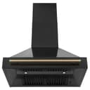 36"Black Stainless Steel Range Hood with Champagne Bronze Handle view 2