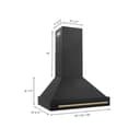 36"Black Stainless Steel Range Hood with Champagne Bronze Handle view 8