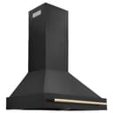 36"Black Stainless Steel Range Hood with Polished Polished Gold Handle view 1
