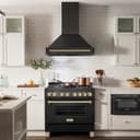 36"Black Stainless Steel Range Hood with Polished Polished Gold Handle view 2
