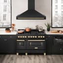 48"Black Stainless Steel Range Hood with Polished Polished Gold Handle view 2