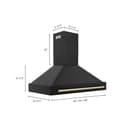 48"Black Stainless Steel Range Hood with Polished Polished Gold Handle view 12