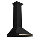 ZLINE Autograph Edition 30 in. Black Stainless Steel Wall Mount Range Hood With Polished Gold Handle (BSKB4Z-30-G) view 1