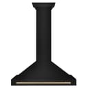 Autograph Edition 36 in. Black Stainless Steel Wall Mount Range Hood With Champagne Bronze Handle view 2
