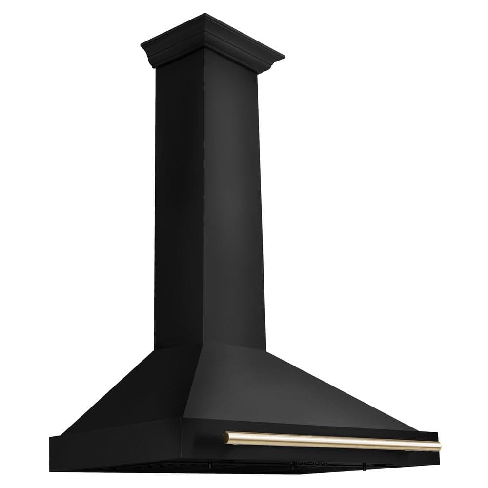Autograph Edition 36 in. Black Stainless Steel Wall Mount Range Hood With Polished Gold Handle