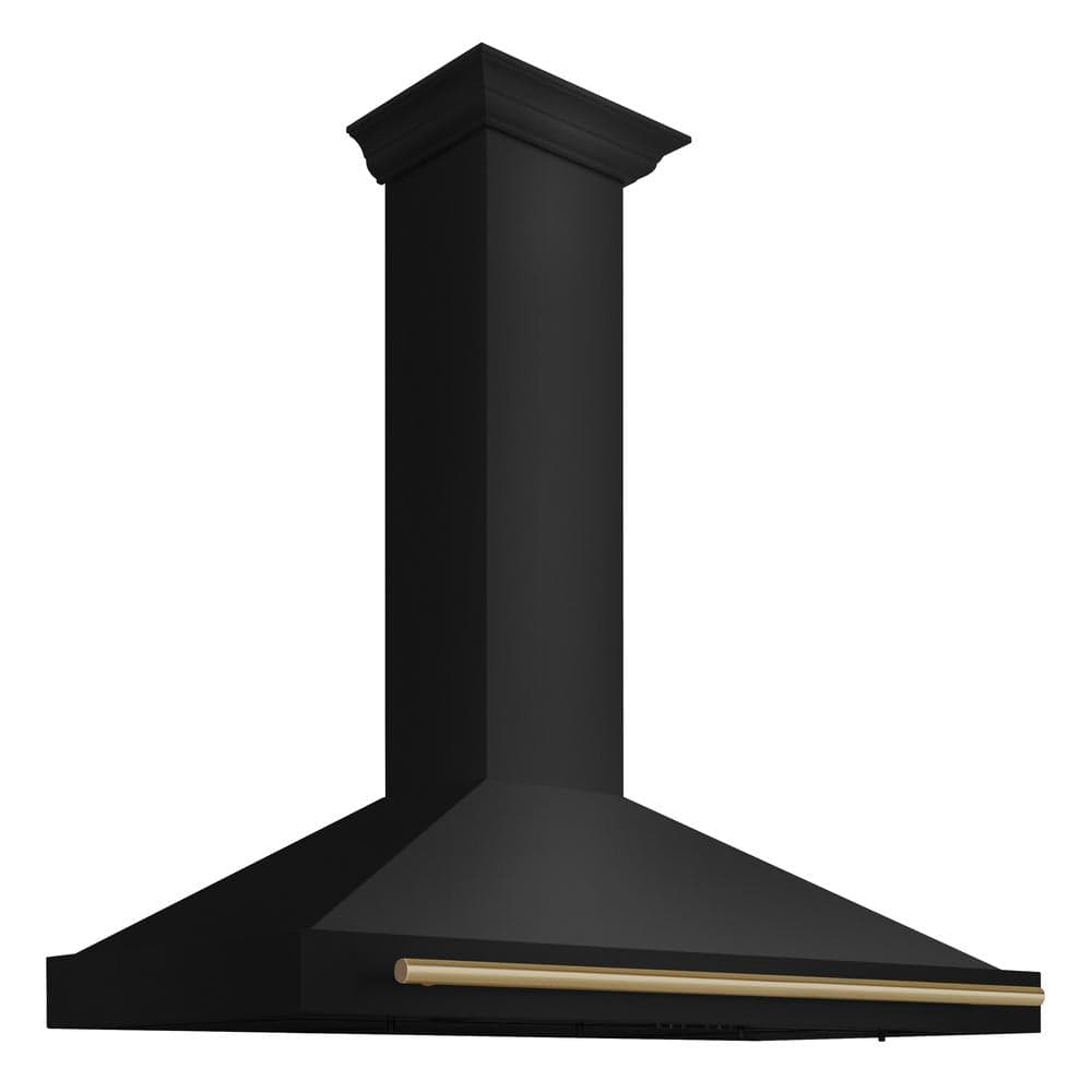 Autograph Edition 48 in. Black Stainless Steel Wall Mount Range Hood With Champagne Bronze Handle