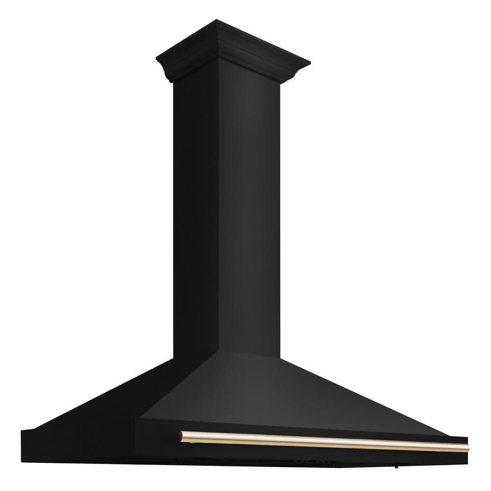 Autograph Edition 48 in. Black Stainless Steel Wall Mount Range Hood With Polished Gold Handle