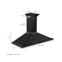 48"Convertible Vent Wall Mount Range Hood in Black Stainless Steel with Crown Molding view 9