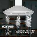 30-Inch Convertible European Style Wall-Mounted Chimney Range Hood, 380 MAX Blower CFM LED Light view 2