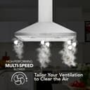 30-Inch Convertible Wall-Mount Pyramidal Chimney Range Hood, 450 Max CFM view 2