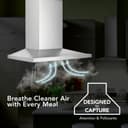 30-Inch Convertible Wall-Mount Low Profile Pyramidal Chimney Range Hood, 450 Max CFM view 3