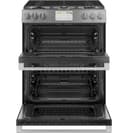 CAFÉ™ 30" Smart Slide-In, Front-Control, Dual-Fuel, Double-Oven Range with Convection in Platinum Glass view 32