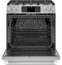 GE Series 30" Slide-In Front Control Dual-Fuel Range with Warming Drawer view 2