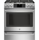 GE Series 30" Slide-In Front Control Dual-Fuel Range with Warming Drawer view 8