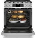 GE Series 30" Slide-In Front Control Dual-Fuel Range with Warming Drawer view 6