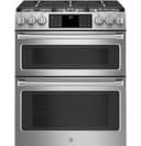 GE Series 30" Slide-In Front Control Dual-Fuel Double Oven with Convection Range view 1